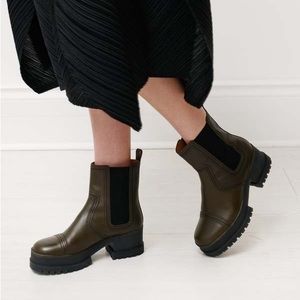 Clergerie Wafa Lug Sole Chelsea Boot - Olive Green